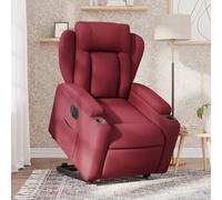 WHOPBXGAD Electric Lift Recliner Chair for Elderly, Power Reclining Sofa with Massage, Heated, Cup Holders, Bordeaux Red Fabric, Comfortable for Living Room, Max Load 110kg