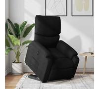 WHOPBXGAD Electric Lift Recliner Chair for Elderly, Power Reclining with Massage and Heat, Adjustable Lazy Chair for Living Room, Comfortable Fabric Recliner Sofa with Side Pocket, Black