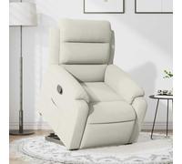 WHOPBXGAD Electric Lift Recliner Chair for Elderly, Power Rise Assist Reclining Chair with Manual Tilt, Cream Velour Fabric, Comfortable Home Living Room Seat, Max Load 110kg
