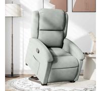 WHOPBXGAD Electric Lift Recliner Chair for Elderly, Power Rise Assist Reclining Chair with Manual Tilt, Soft Velvet Fabric, Light Grey, Max Load 110kg, Comfortable for Living Room and Bedroom