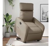 WHOPBXGAD Electric Lift Recliner Chair for Elderly, Power Rise Assist Reclining Chair with Manual Tilt, Cappuccino Faux Leather Recliner Sofa, Comfortable Home Living Room Seat, Max Load 110kg