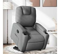 WHOPBXGAD Electric Lift Recliner Chair for Elderly, Power Rise Assist Reclining Chair with Manual Tilt, Grey Fabric Recliner Sofa for Living Room Bedroom, Max Load 110kg, Comfortable Home Seat