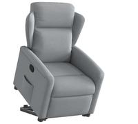 WHOPBXGAD Electric Lift Recliner Chair for Elderly, Power Rise Assist Reclining Chair with Manual Tilt, Comfortable Fabric Recliner Sofa for Living Room Bedroom, Light Grey, Max Load 110kg