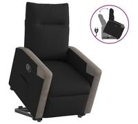WHOPBXGAD Electric Lift Recliner Chair for Elderly, Power Rise Assist Reclining Chair with Manual Tilt, Comfortable Fabric Recliner for Living Room Bedroom, Black Grey, Max Load 110kg