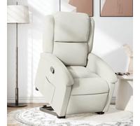 WHOPBXGAD Electric Lift Recliner Chair for Elderly, Power Rise Assist Reclining Chair with Manual Tilt, Cream Velour Fabric, Comfortable Senior Living Room Armchair, Max Load 110kg