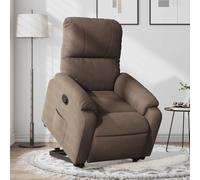 WHOPBXGAD Electric Lift Recliner Chair for Elderly, Power Rise Assist Reclining with Manual Tilt, Brown Microfiber Fabric, Comfortable Massage Chair for Living Room, Max Load 110kg