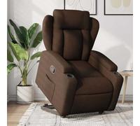 WHOPBXGAD Electric Lift Recliner Chair for Elderly, Power Rise Assist Reclining with Manual Tilt, Brown Fabric Recliner Sofa, Comfortable Living Room Chair with Cup Holders, Max Load 110kg