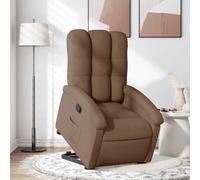 WHOPBXGAD Electric Lift Recliner Chair for Elderly, Power Rise Assist Reclining with Manual Tilt, Comfortable Fabric Lounge Chair for Living Room, Brown Recliner Sofa with Side Pocket, Max Load 110kg