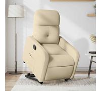 WHOPBXGAD Electric Lift Recliner Chair for Elderly, Power Rise Assist Reclining with Manual Tilt, Cream Fabric Living Room Recliner, Comfortable Senior Chair with Side Pocket, Max Load 110kg