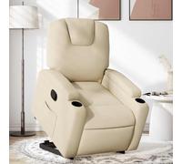 WHOPBXGAD Electric Lift Recliner Chair for Elderly, Power Rise Assist Reclining with Manual Tilt, Cream Fabric Living Room Recliner Sofa, Comfortable Massage Chair Alternative for Seniors and Adults