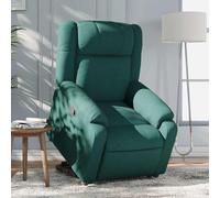 WHOPBXGAD Electric Lift Recliner Chair for Elderly, Power Rise Assist Reclining with Manual Tilt, Dark Green Fabric Recliner Sofa, Comfortable Lift Chair for Living Room Bedroom, Max Load 110kg