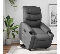 WHOPBXGAD Electric Lift Recliner Chair for Elderly, Power Rise Assist Reclining with Manual Tilt, Grey PU Leather Recliner Sofa, Comfortable Living Room Chair for Seniors and Adults, Max Load 110kg