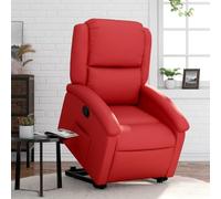 WHOPBXGAD Electric Lift Recliner Chair for Elderly, Power Rise Assist Reclining with Manual Tilt, Red Faux Leather Recliner Sofa for Living Room Bedroom, Max Load 110kg, Comfortable Home Lift Chair