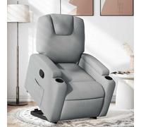 WHOPBXGAD Electric Lift Recliner Chair for Elderly Seniors, Power Rise Assist Reclining Chair with Manual Tilt, Grey Fabric Recliner Sofa for Living Room Bedroom, Max Load 110kg, Easy Assembly