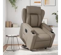 WHOPBXGAD Electric Lift Recliner Chair for Elderly with Power Lift and Tilt, Cappuccino Faux Leather Massage Reclining Chair, Comfortable Home Theater Seat with Cup Holders, Supports 110kg