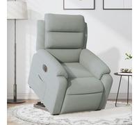 WHOPBXGAD Electric Lift Recliner Chair for Elderly with Power Lift and Tilt, Soft Light Grey Velour Fabric, Remote Control, Comfortable Home Reclining Chair with Side Pocket, Max Load 110kg