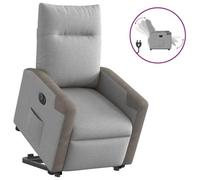 WHOPBXGAD Electric Lift Recliner Chair for Elderly with Power Standing Assist and Massage, Grey Fabric Reclining Sofa for Living Room Bedroom, Remote Control, 135° Tilt, Max Load 110kg