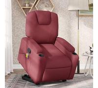 WHOPBXGAD Electric Lift Recliner Chair with Massage and Vibration, Power Standing Assist, Manual Tilt 135°, Comfortable Fabric for Elderly and Living Room, Bordeaux Red, Max Load 110kg