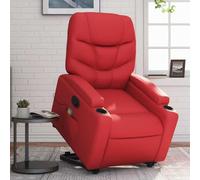 WHOPBXGAD Electric Lift Recliner Chair with Massage for Elderly, 6 Point Vibration, 135° Manual Recline, USB Powered, Red Faux Leather, Max Load 110kg, Comfortable Home Living Room Seat