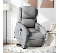 WHOPBXGAD Electric Lift Recliner Chair with Massage for Elderly, Power Adjustable Fabric Reclining Sofa, Grey Home Living Room Comfort Seat with Remote Control, 135 Degree Tilt, 110kg Max Load