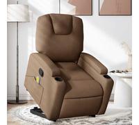 WHOPBXGAD Electric Lift Recliner Chair with Massage for Elderly, Power Stand Up Assist, 6 Point Vibration, Manual Tilt, Brown Fabric Reclining Chair for Living Room and Bedroom, Max Load 110kg
