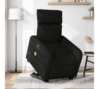 WHOPBXGAD Electric Lift Recliner Chair with Massage for Elderly, Power Standing Assist, 6 Point Vibration, Manual Tilt to 135°, Comfortable Fabric, Max Load 110kg, Black