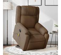 WHOPBXGAD Electric Lift Recliner Chair with Massage for Elderly, Power Standing Assist, 6 Point Vibration, Manual Tilt to 135°, Brown Fabric Reclining Chair for Living Room Bedroom, Max Load 110kg