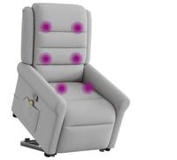 WHOPBXGAD Electric Lift Recliner Chair with Massage for Elderly, Power Standing Assist, 6 Point Vibration, Manual Tilt to 135°, Cloud Grey Fabric, Comfortable for Living Room & Bedroom