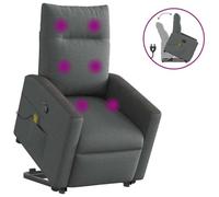 WHOPBXGAD Electric Lift Recliner Chair with Massage for Elderly, Power Standing Assist, 6 Point Vibration, Manual Recline to 135°, Grey Fabric, Comfortable for Living Room & Bedroom