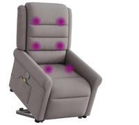 WHOPBXGAD Electric Lift Recliner Chair with Massage for Elderly, Power Standing Assist, 6 Point Vibration, Manual Tilt to 135°, Taupe Fabric Reclining Chair for Living Room, Bedroom, Max Load 110kg