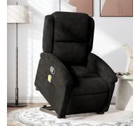 WHOPBXGAD Electric Lift Recliner Chair with Massage for Elderly, Power Standing Assist, 6 Point Vibration, Manual Tilt to 135°, Black Velvet Fabric, Comfortable Home Living Room Seat, Max Load 110kg