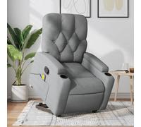 WHOPBXGAD Electric Lift Recliner Chair with Massage for Elderly, Power Standing Assist, Manual Recline to 135°, 6 Point Vibration, USB Powered, Light Grey Fabric, Max Load 110kg