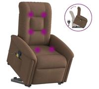 WHOPBXGAD Electric Lift Recliner Chair with Massage for Elderly, Power Standing Assist, Manual Recline to 135°, 6-Point Vibration, Brown Fabric, Comfortable Home Office Seat, Max Load 110kg