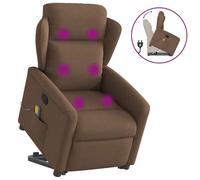WHOPBXGAD Electric Lift Recliner Chair with Massage for Elderly, Power Standing Assist, Manual Recline to 135°, 6-Point Vibration, USB Powered, Comfortable Fabric, Brown, Max Load 110kg