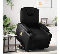 WHOPBXGAD Electric Lift Recliner Chair with Massage for Elderly, Power Standing Assist, Manual Recline to 135°, 6-Point Vibration, Black PU Leather, Max Load 110kg, Home Living Room Comfort Seat