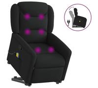 WHOPBXGAD Electric Lift Recliner Chair with Massage for Elderly, Power Standing Assist, Manual Recline to 135°, 6 Point Vibration, USB Powered, Black Fabric, Comfortable Home Living Room Seat
