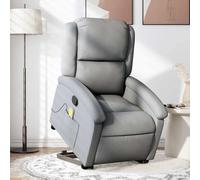 WHOPBXGAD Electric Lift Recliner Chair with Massage for Elderly, Power Standing Assist, Manual Recline to 135°, 6 Point Vibration, USB Powered, Light Grey Fabric, Max Load 110kg