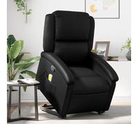 WHOPBXGAD Electric Lift Recliner Chair with Massage for Elderly, Power Standing Assist, Manual Recline to 135°, 6 Point Vibration, Black PU Leather, Max Load 110kg, Home Living Room Comfort Seat