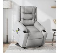 WHOPBXGAD Electric Lift Recliner Chair with Massage for Elderly, Power Standing Assist, Manual Recline to 135°, 6 Point Vibration, Grey Fabric, Comfortable for Living Room and Bedroom