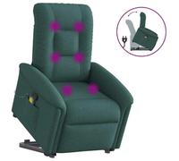 WHOPBXGAD Electric Lift Recliner Chair with Massage for Elderly, Power Standing Assist, Manual Recline to 135°, 6 Point Vibration, Dark Green Fabric, Comfortable for Living Room and Bedroom