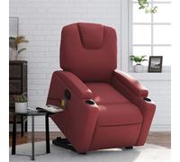 WHOPBXGAD Electric Lift Recliner Chair with Massage for Elderly, Power Standing Assist, Manual Tilt, 6-Point Vibration, USB Powered, Bordeaux Red Faux Leather Reclining Chair, Max Load 110kg