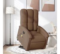 WHOPBXGAD Electric Lift Recliner Chair with Massage for Elderly, Power Standing Assist, Manual Tilt & Vibration, Comfortable Fabric Reclining Chair for Living Room Bedroom, Brown