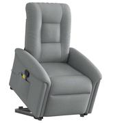 WHOPBXGAD Electric Lift Recliner Chair with Massage for Elderly, Power Standing Assist, Manual Tilt & Vibration, Light Grey Fabric, Comfortable for Living Room and Bedroom, Max Load 110kg
