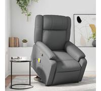 WHOPBXGAD Electric Lift Recliner Chair with Massage for Elderly, Power Standing Assist, Manual Tilt & Vibration, Grey PU Leather, Home Living Room Comfort, Max Load 110kg