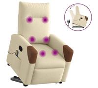 WHOPBXGAD Electric Lift Recliner Chair with Massage for Elderly, Power Standing Assist, Manual Tilt & Vibration, Cream Fabric Reclining Chair for Living Room, Bedroom, Max Load 110kg