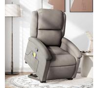WHOPBXGAD Electric Lift Recliner Chair with Massage for Elderly, Power Standing Assist Reclining Chair, 6-Point Vibration, Taupe Fabric, Manual Tilt, Home Living Room Comfort, Max Load 110kg