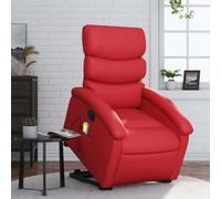 WHOPBXGAD Electric Lift Recliner Chair with Massage for Elderly, Red Faux Leather Reclining Chair, 6 Point Vibration, 135° Manual Tilt, USB Powered, Max Load 110kg, Comfortable Home Office Seat