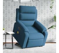 WHOPBXGAD Electric Lift Recliner Chair with Massage, Power Adjustable Blue Velour Reclining Sofa for Elderly and Living Room, 6-Point Vibration, 135° Tilt, USB Powered, Supports 110kg