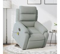 WHOPBXGAD Electric Lift Recliner Chair with Massage, Power Adjustable Grey Velour Reclining Chair for Elderly and Living Room, 6-Point Vibration, 135° Tilt, USB Powered, Max Load 110kg