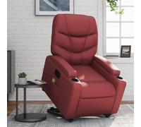 WHOPBXGAD Electric Lift Recliner Chair with Massage, Power Adjustable Headrest and Footrest, PU Leather Home Theater Reclining Chair for Living Room Bedroom, Bordeaux Red, Supports 110kg